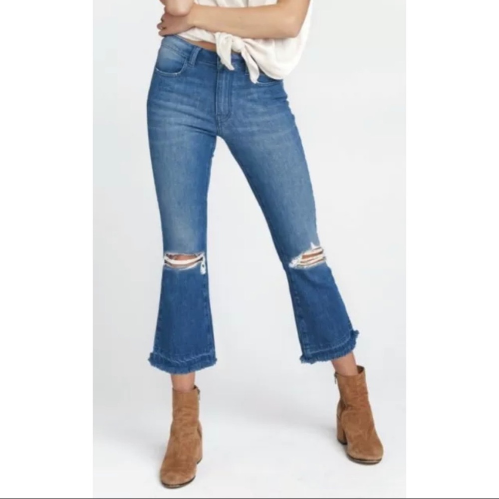 MuMu Blue Jaclyn Mid Rise Flare Crop Jeans Sz 27